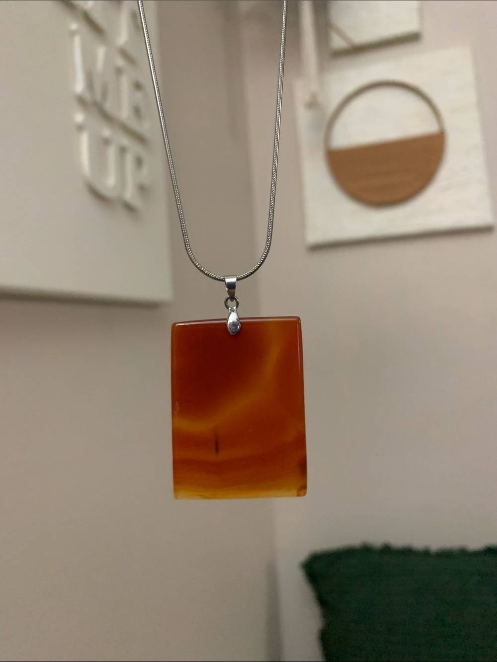 Elegant Brown Rectangular Pendant Necklace - Minimalist Women’s Jewelry